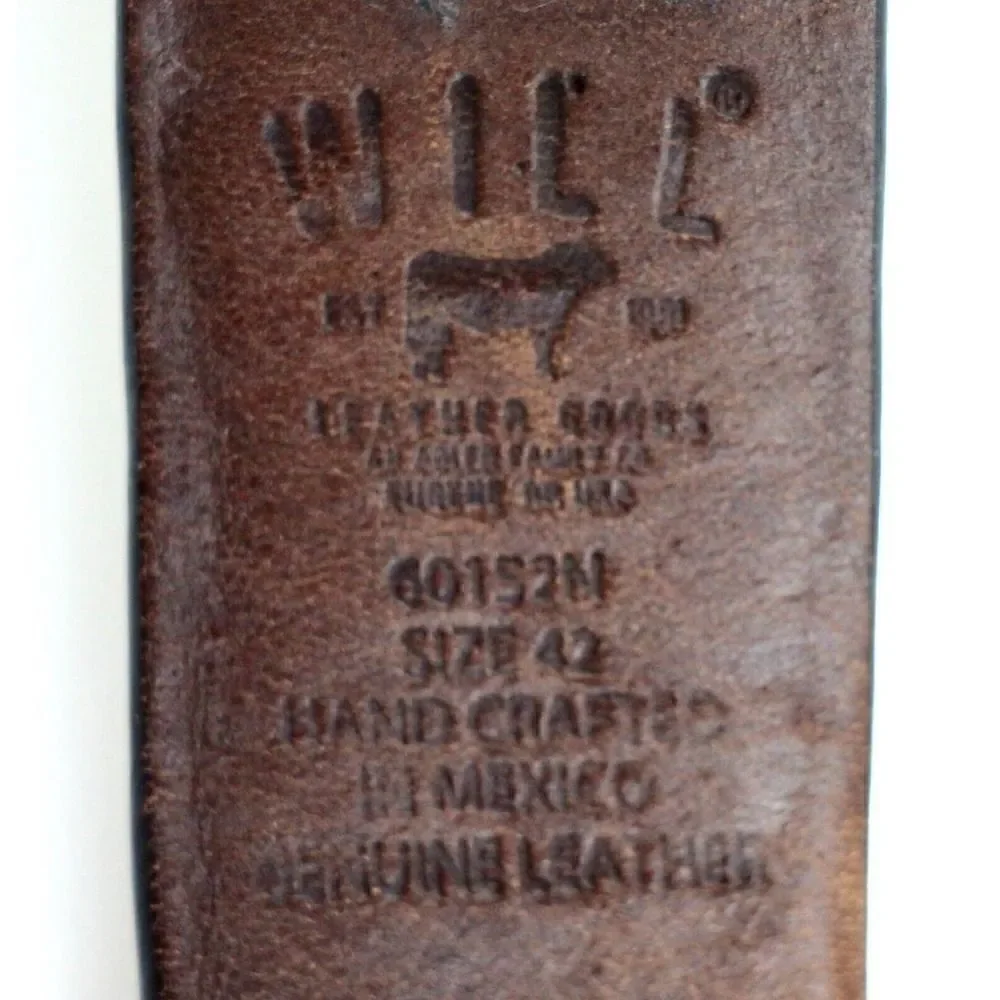 WILL Leather Goods TAN BROWN GENUINE LEATHER 1 3/8